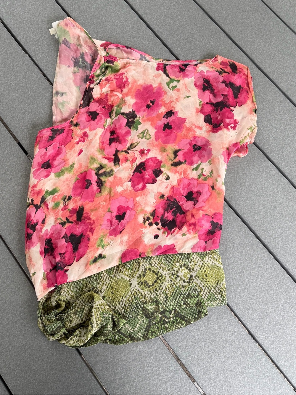 Fig & Flower Cold Shoulder Women's Blouse Size Medium Boho Oversized Floral
